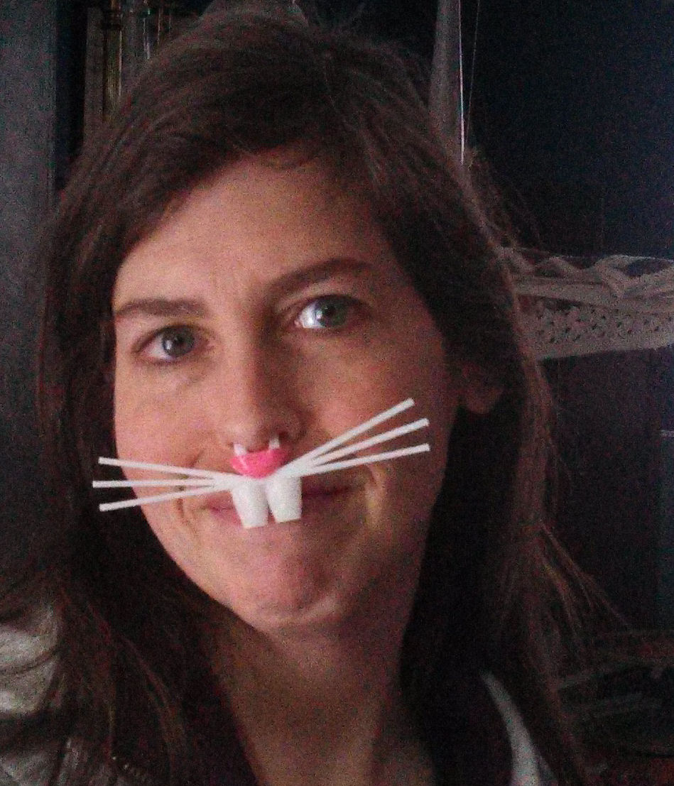 3-D printed Bunny whiskers, teeth and nose.
